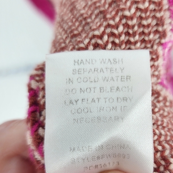 Fate Fair Isle Argyle Open Front Hooded Cardigan Sweater Large - Picture 11 of 11